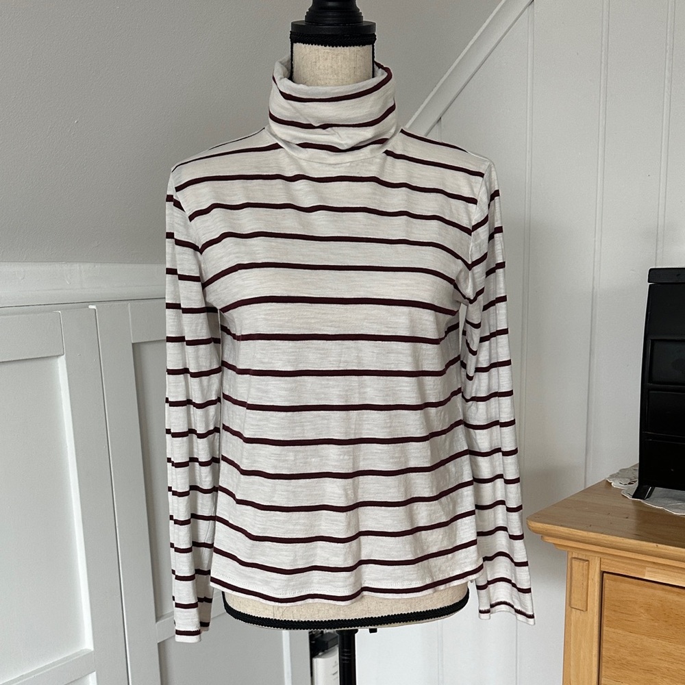 Madewell Burgundy and White Striped Knit Top